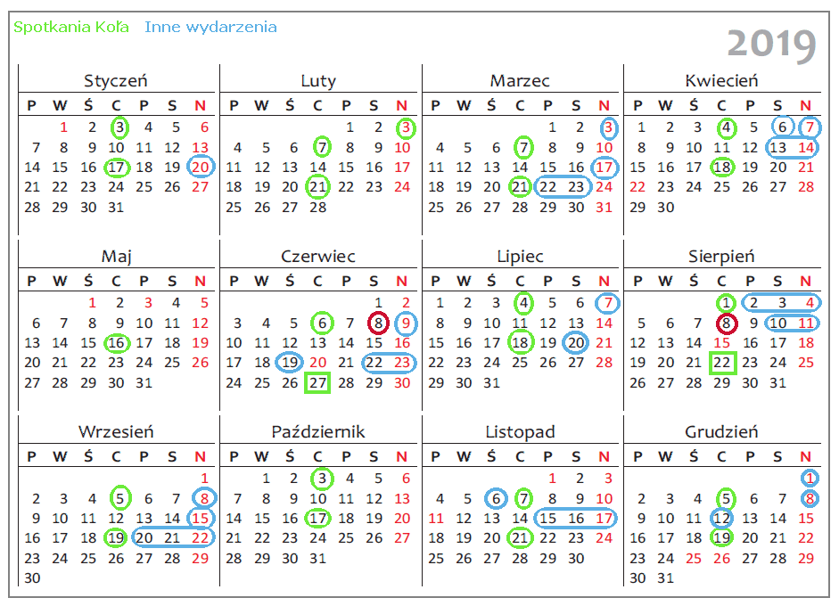 Kalendarz wydarze pszczelarskich 2019